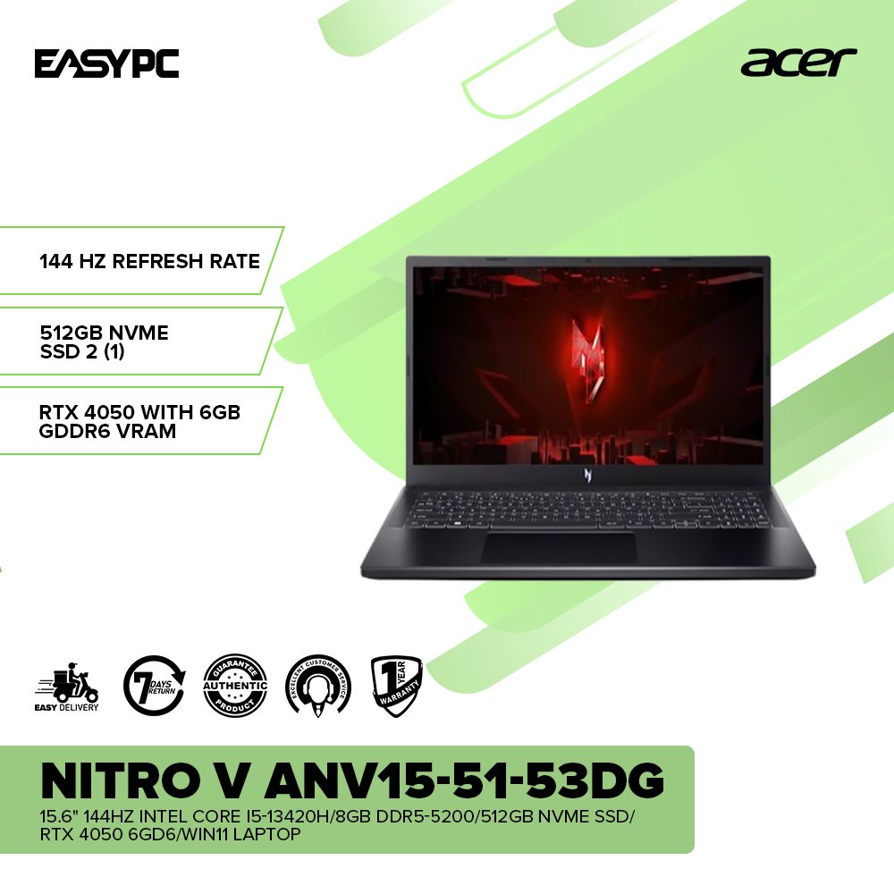 Acer Nitro V ANV15-51-53DG 144Hz i5-13420H/8GB DDR5-5200