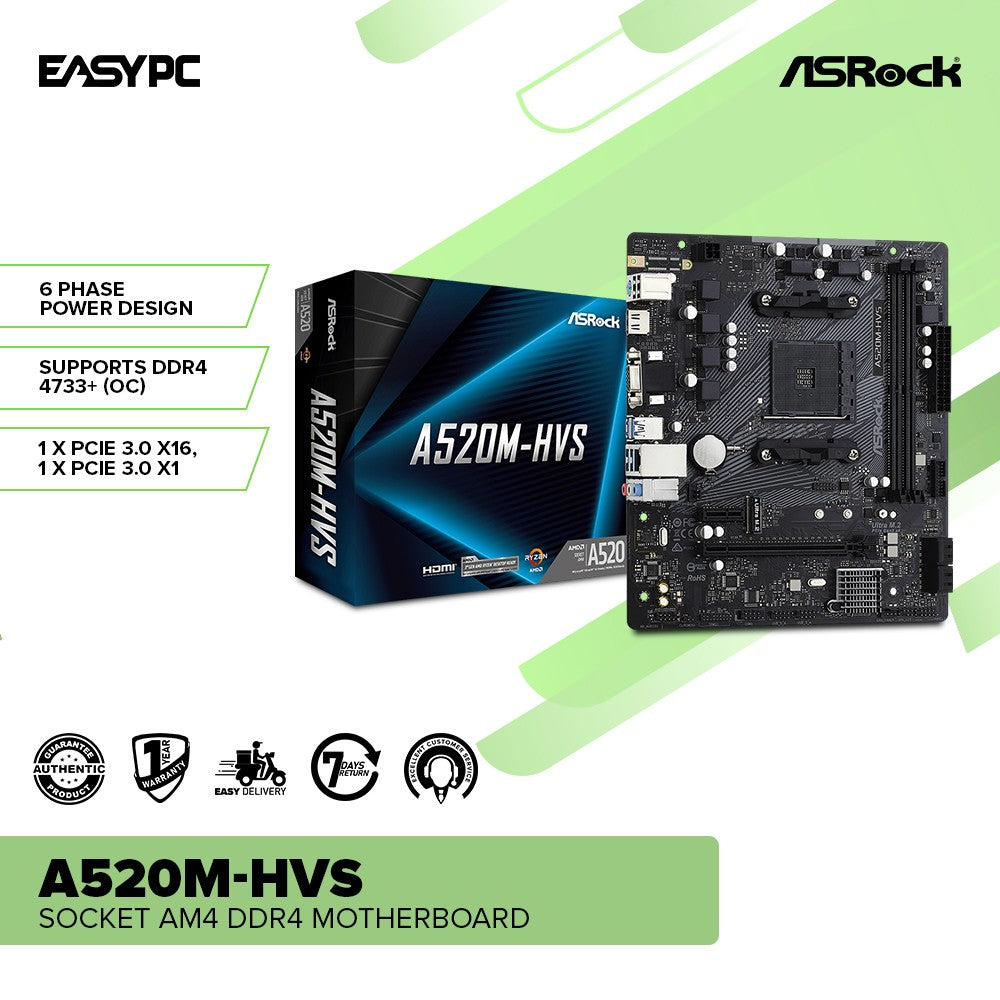 Asrock A520M-HVS Socket Am4 Ddr4 Motherboard – EasyPC