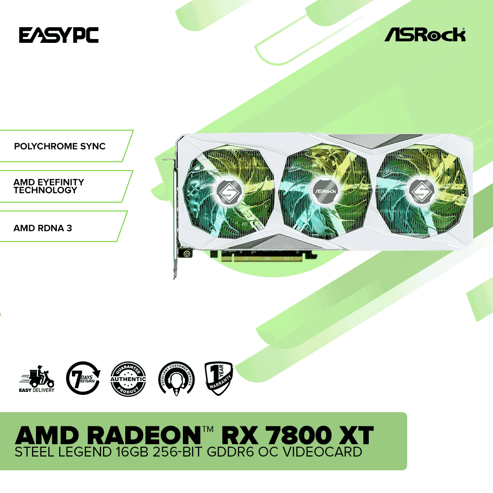 Asrock AMD Radeon™ RX 7800 XT Steel Legend 16GB 256-Bit GDDR6 OC Videocard