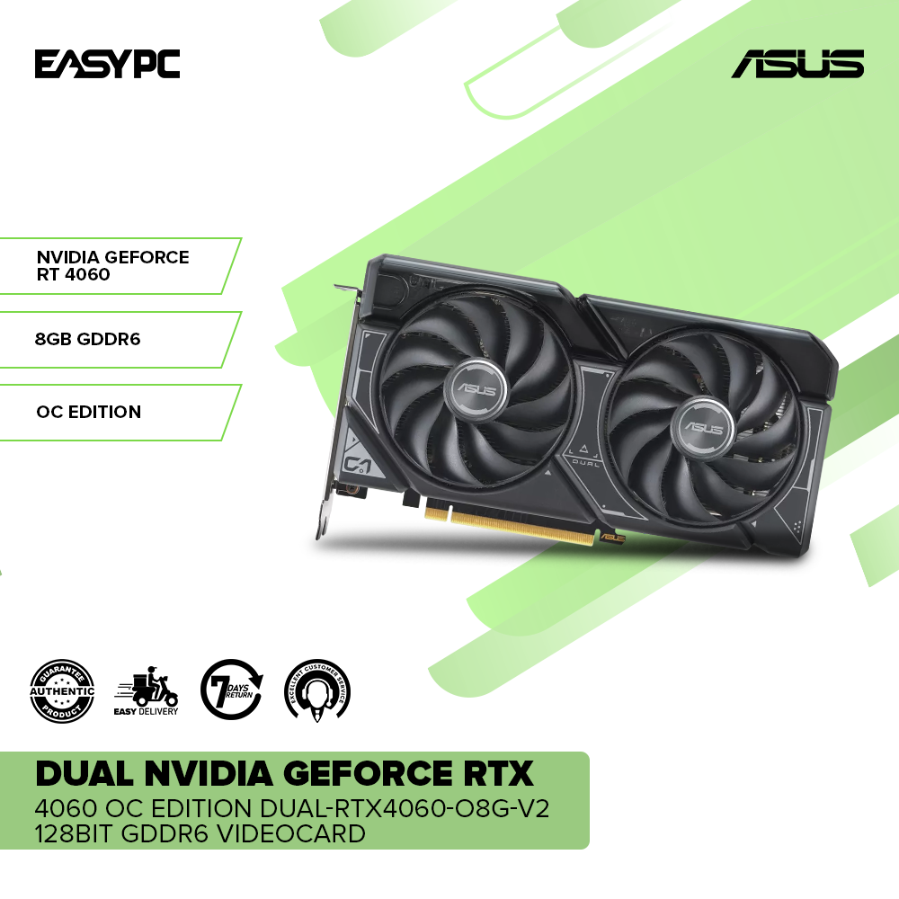 Asus Dual Nvidia Geforce RTX 4060 OC edition DUAL-RTX4060-O8G-V2 128bit GDDR6 Videocard