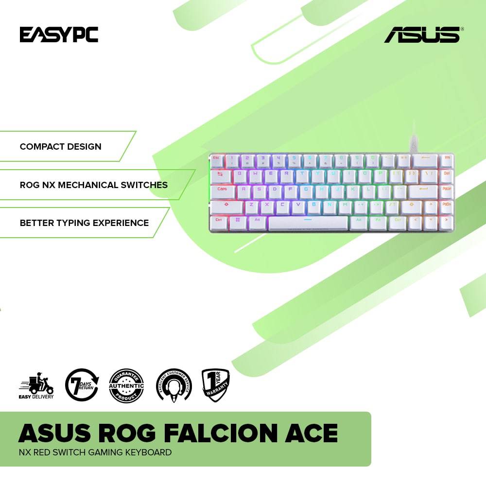 Asus ROG Falcion Ace NX Red Switch Gaming Keyboard White-a