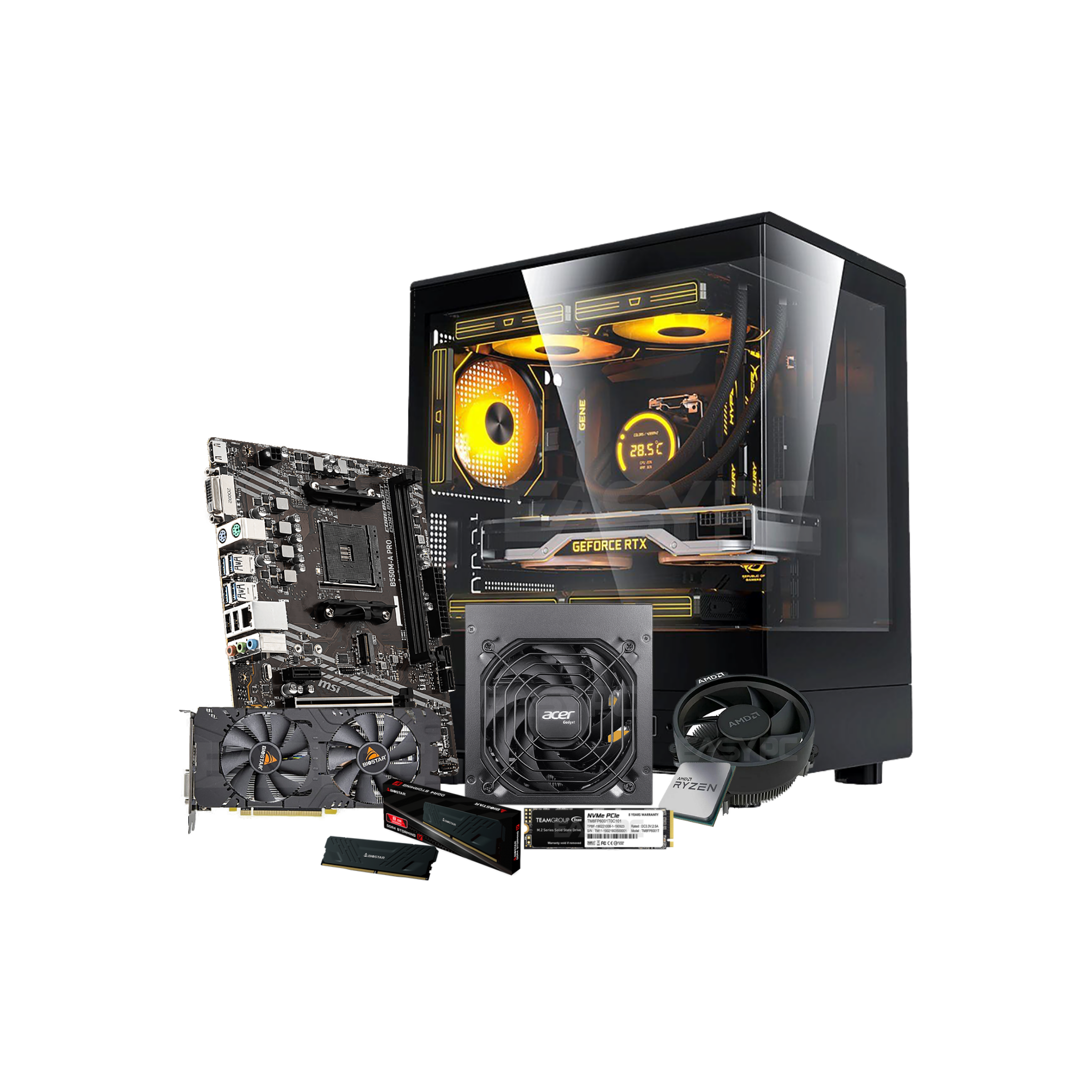 EasyPC Entry Gaming Desktop | AMD Ryzen 5 5500 / B550M / 16GB DDR4 / 2