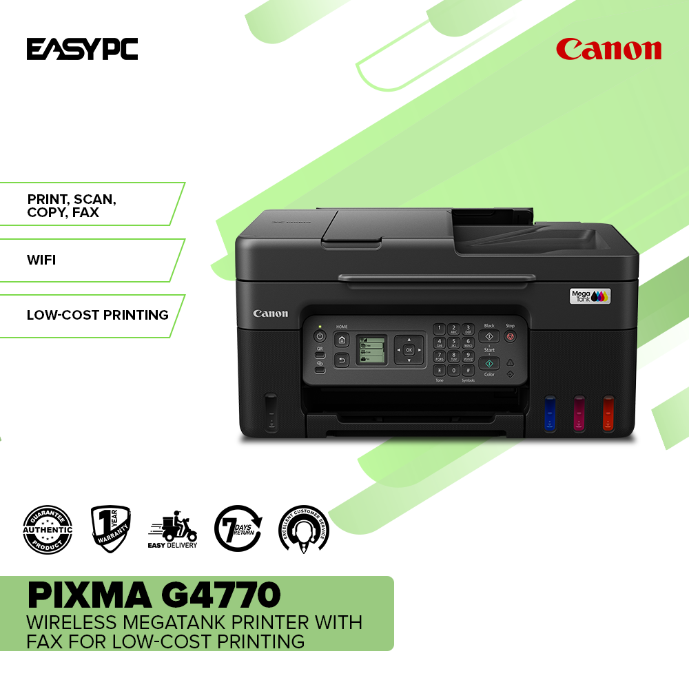 Canon Pixma G4770 Wireless MegaTank Printer with Fax for Low-Cost Printing