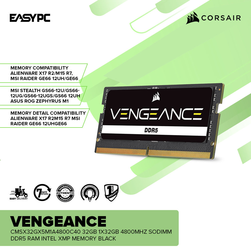 Corsair Vengeance CMSX32GX5M1A4800C40 32GB 1x32GB 4800MHz SODIMM