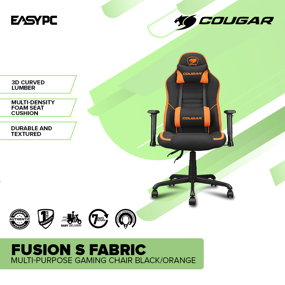 Cougar Fusion S Fabric Multi-Purpose Gaming Chair Black/Orange