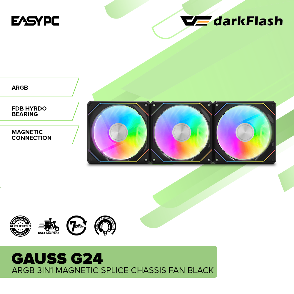DarkFlash GAUSS G24 ARGB 3in1 Magnetic Splice Chassis Fan Black – EasyPC