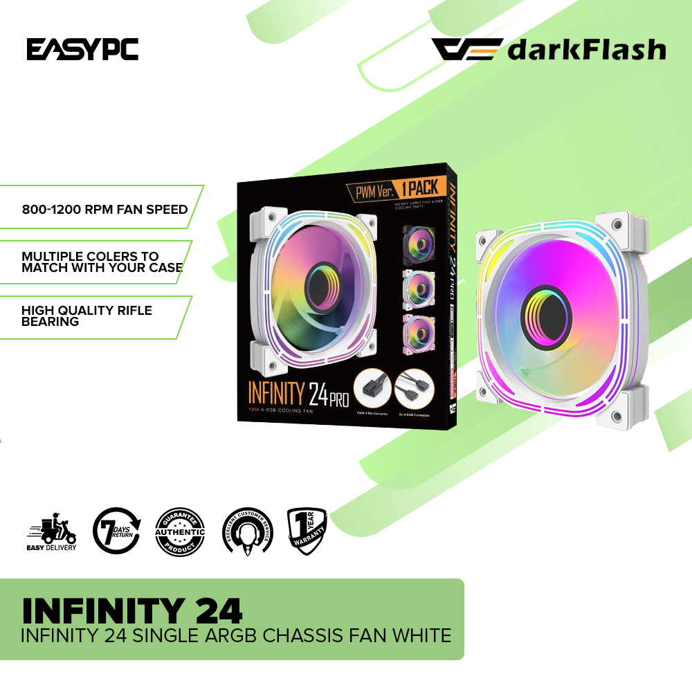 DarkFlash Infinity24 Single ARGB Chassis Fan White – EasyPC