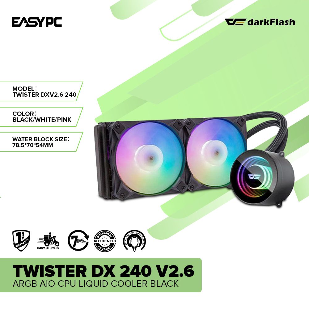 DarkFlash Twister DX 240 V2.6 ARGB AIO CPU Liquid Cooler Black