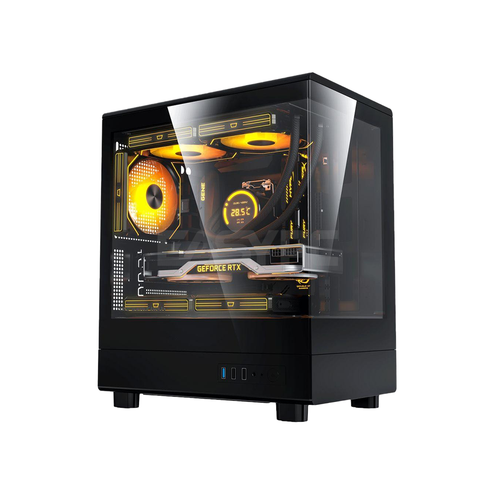 DarkFlash DB330M Micro ATX Tempred Glass Side and Front Panel Gaming PC Case Black