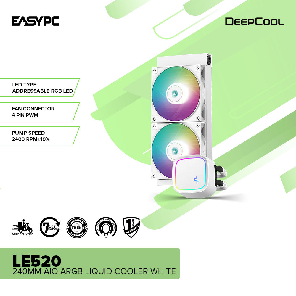 Deepcool LE520 240mm AIO ARGB Liquid Cooler white – EasyPC