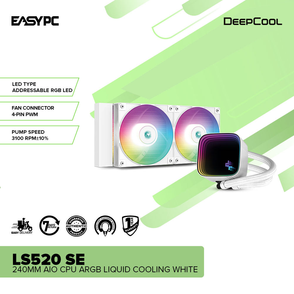 Deepcool LS520 SE 240mm AIO CPU ARGB Liquid Cooling White – EasyPC