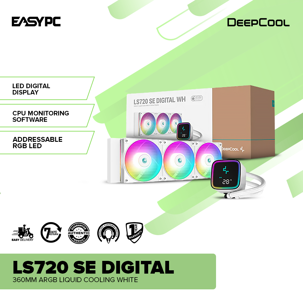 Deepcool LS720 SE Digital 360mm ARGB AIO Cooler White – EasyPC