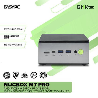 EasyPC Pocket Rocket GMKtec Nucbox M7 Pro AMD R9 6950H Processor/16GB DDR5/1TB M.2 NVMe SSD Mini PC