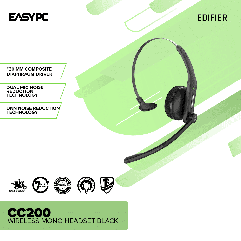 Edifier CC200 Wireless Mono Headset Black – EasyPC