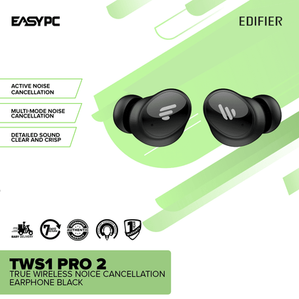 Edifier TWS1 Pro 2 True Wireless Noise Cancellation Earphone Black