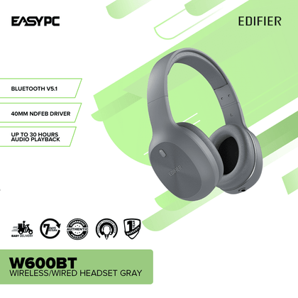 Edifier W600BT Wireless/Wired Headset Gray