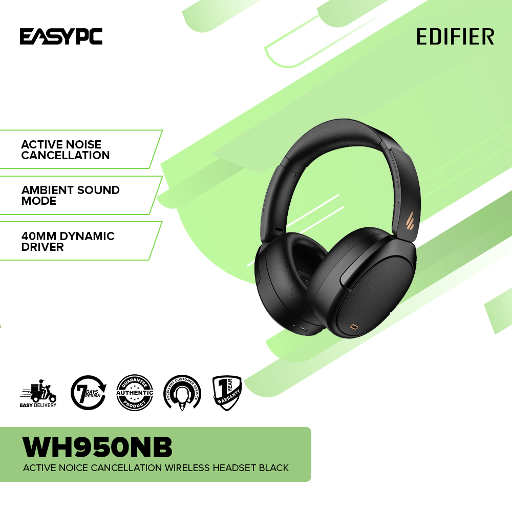Edifier WH950NB Active Noise Cancellation Wireless Headset Black-c