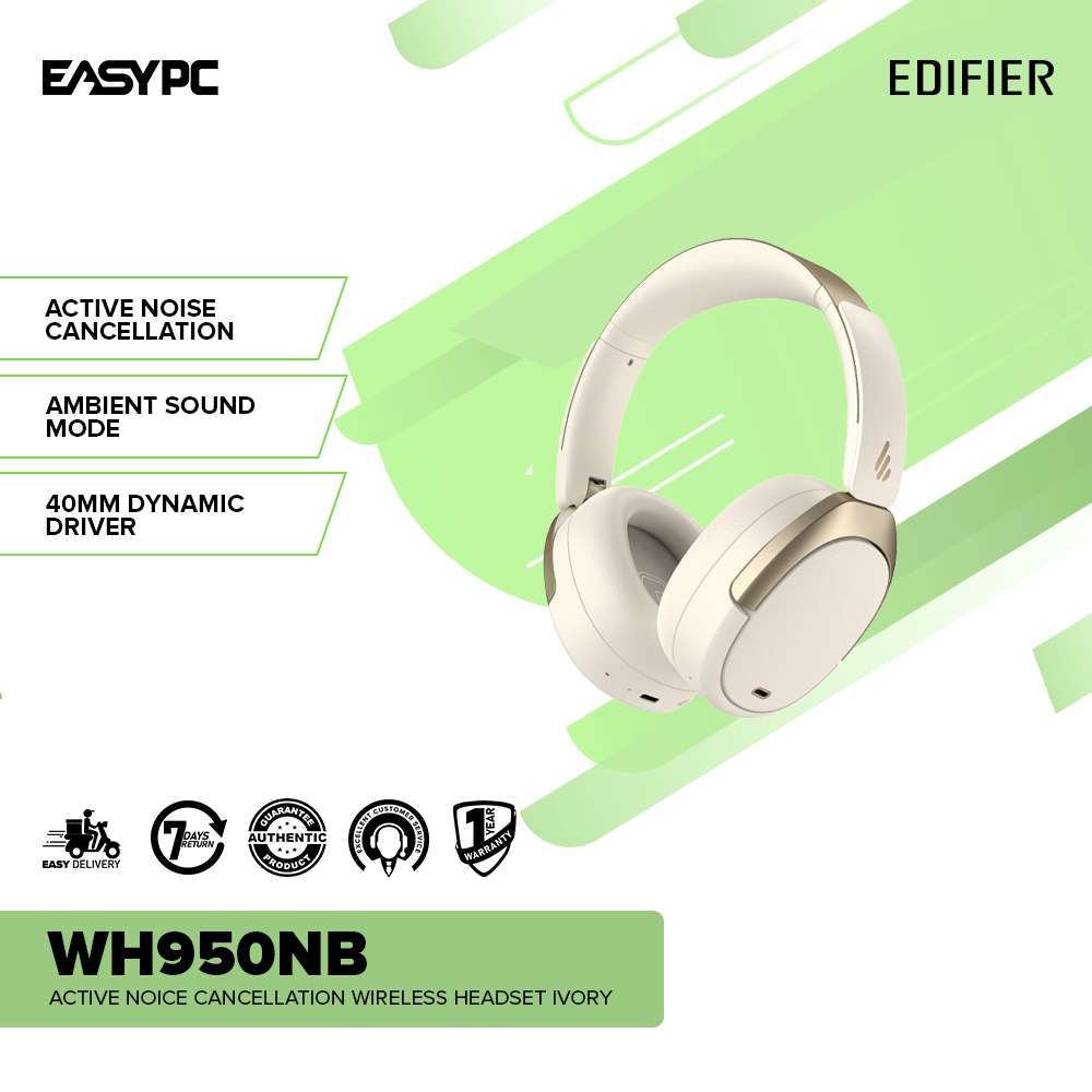 Edifier WH950NB Active Noise Cancellation Wireless Headset Ivory-d