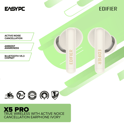 Edifier X5 Pro True Wireless with Active Noise Cancellation Earphone Ivory