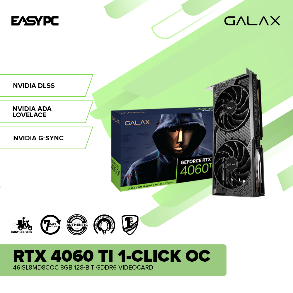 GALAX GeForce RTX 4060 8GB GDDR6 GALAX NVIDIAÂ® GeForce RTXÂ™ 4060 Ti 1-Click OC 46ISL8MD8COC 8GB
