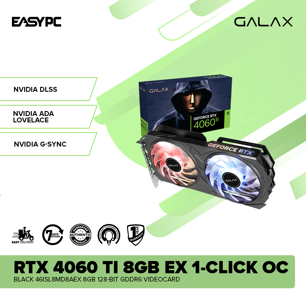 GALAX GeForce RTX 4060 Ti EX 1-Click OC 46ISL8MD8AEX 8GB – EasyPC