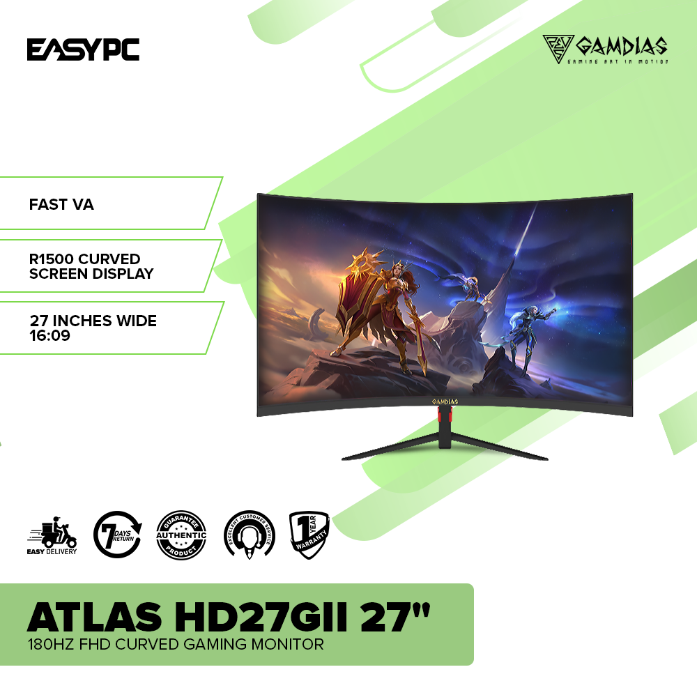 Gamdias Atlas HD27G 27" 180HZ FHD Curved Gaming Monitor