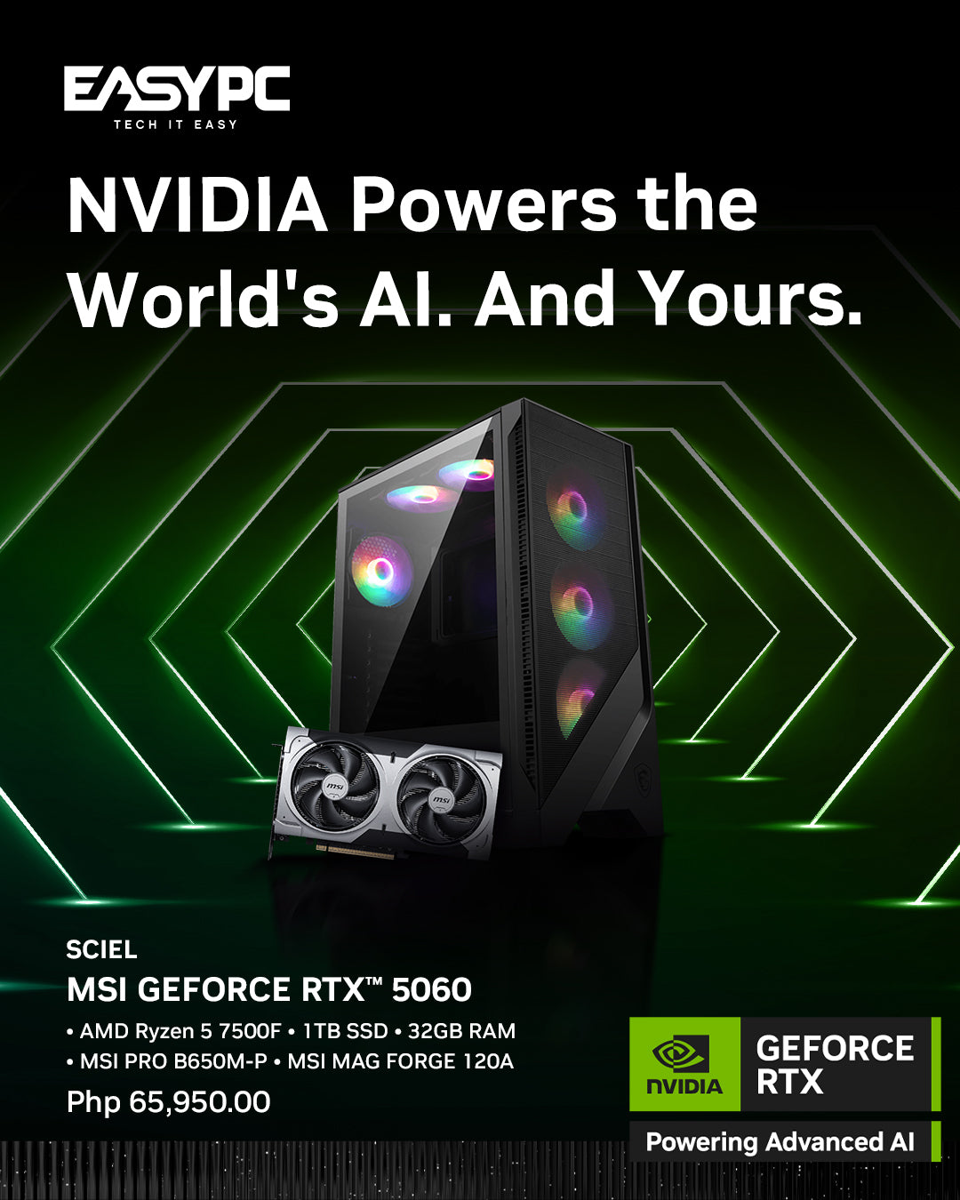 RTX 5060 Ti Gaming Desktop AMD Ryzen 7500F Budget Gaming PC