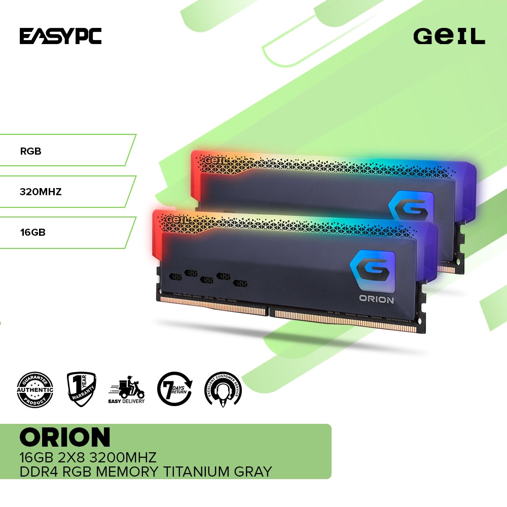 GeIL Orion 16gb 2x8 3200mhz Memory Titanium Gray