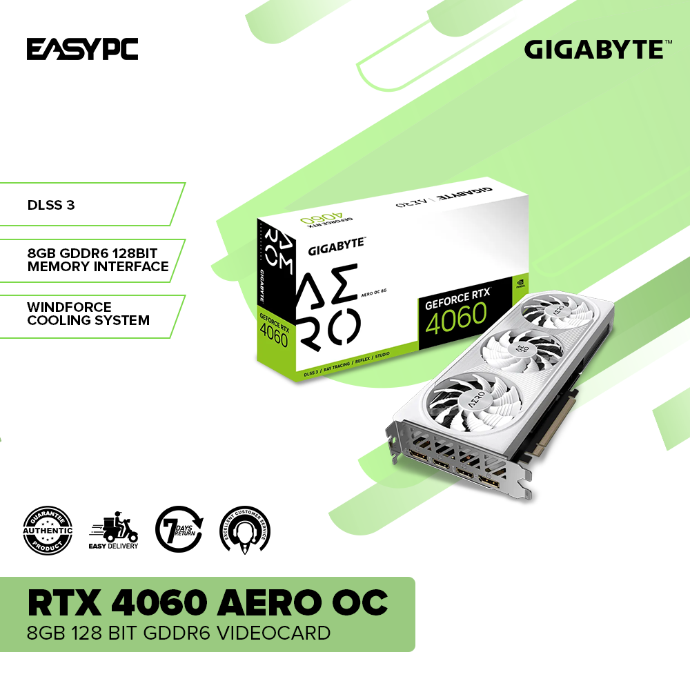 Gigabyte RTX 4060 AERO OC 8GB 128-bit GDDR6 Graphics Card – EasyPC