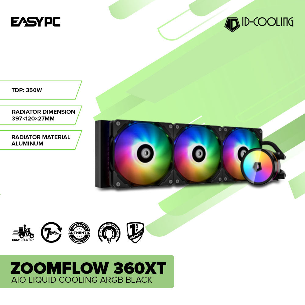 ID Cooling Zoomflow 360XT AIO Liquid Cooling ARGB BLACK – EasyPC