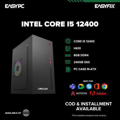 INTEL Core i5 12400 / H610 / 16GB DDR4 / 500GB SSD / 500W Power Supply/ PC Case M-ATX