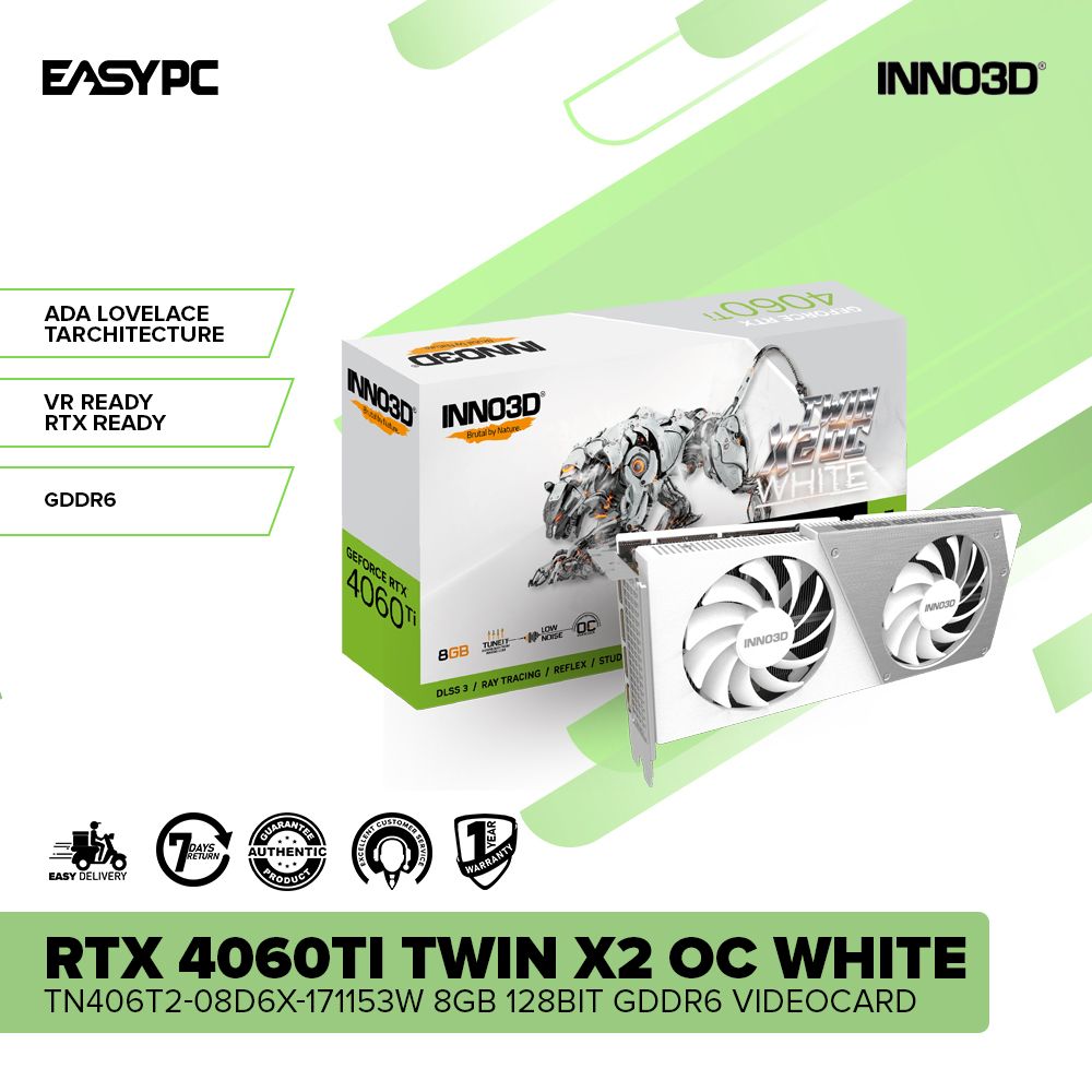 Inno3D RTX 4060Ti Twin X2 OC 8GB 128-bit GDDR6 Graphics Card – EasyPC