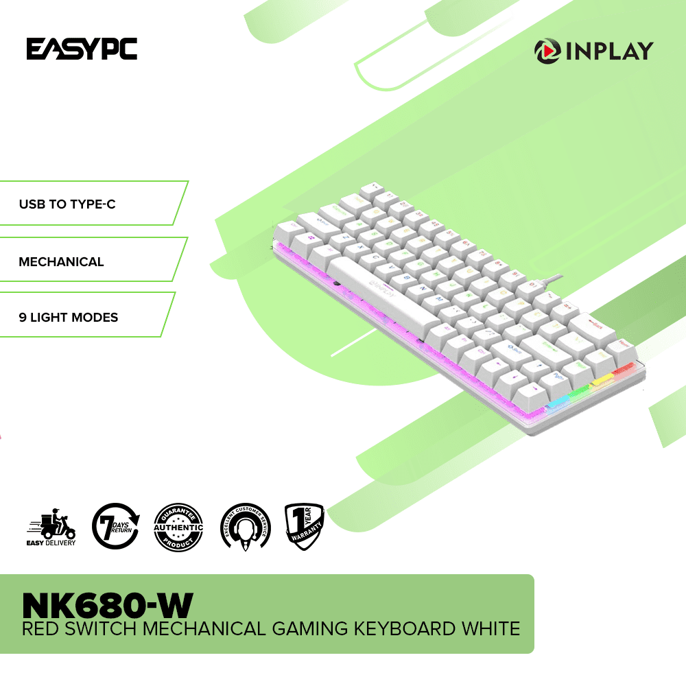 Inplay Nk680-w Red Switch Mechanical Gaming Keyboard White – Easypc