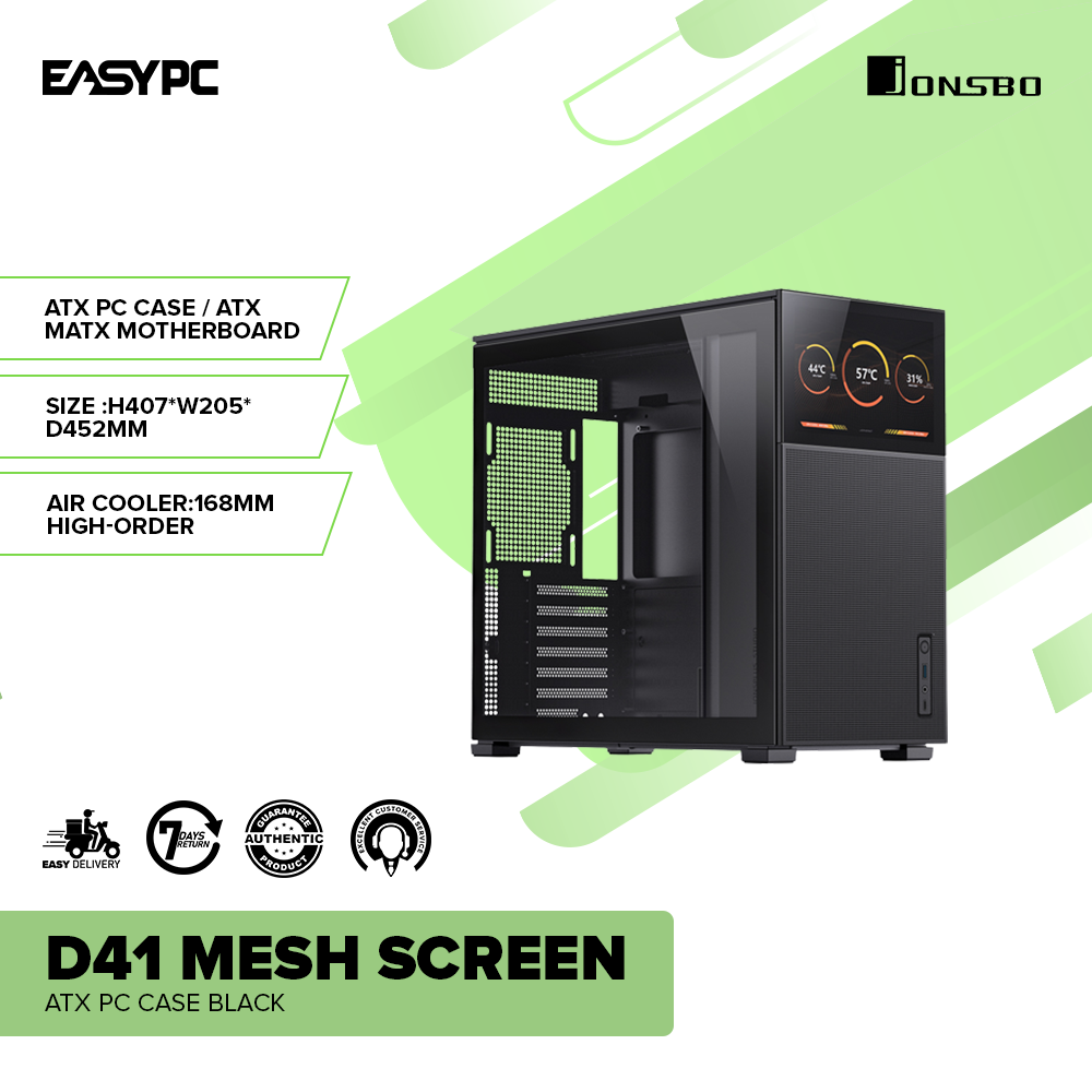 Jonsbo D41 Mesh Screen ATX PC Case BLACK – EasyPC