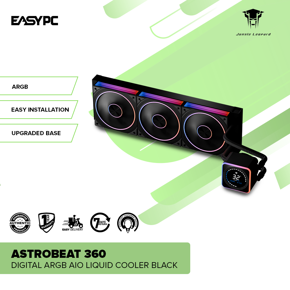 Jungle Leopard Astrobeat 360 Digital ARGB AIO Liquid Cooler Black