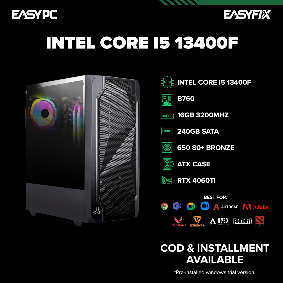 INTEL CORE I5 13400F / B760M / RTX 4060TI / 16GB 3200MHz – EasyPC