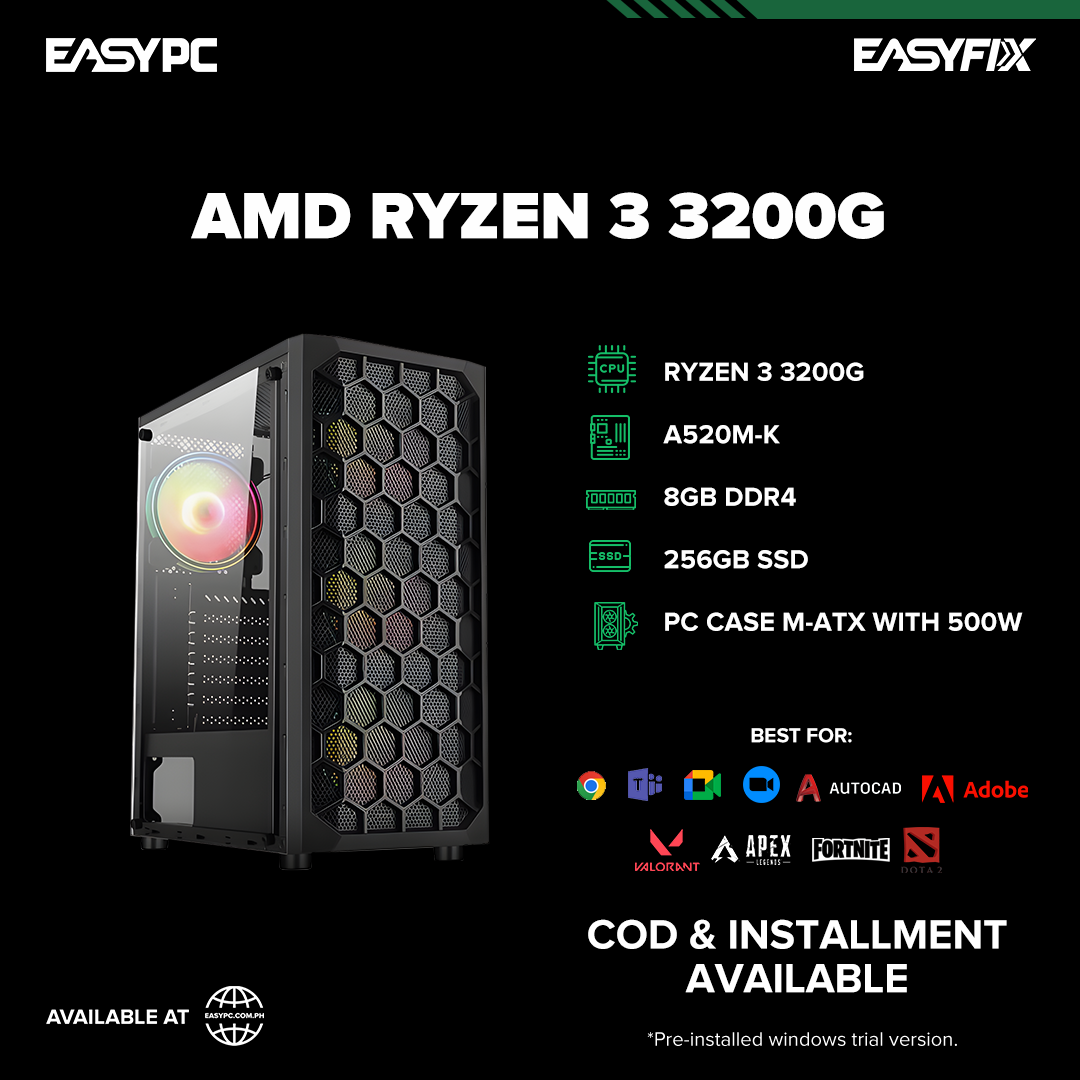 3200g Processor Ryzen 3200 Ryzen 3200G A520 8GB DDR4 256GB SSD