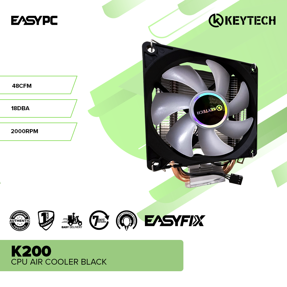 Keytech K200 CPU Air cooler Black – EasyPC