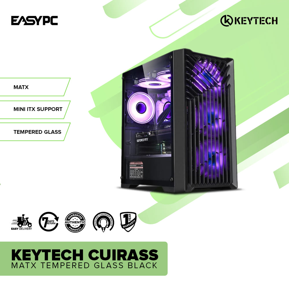 Keytech Cuirass MAtx Tempered Glass Black – EasyPC