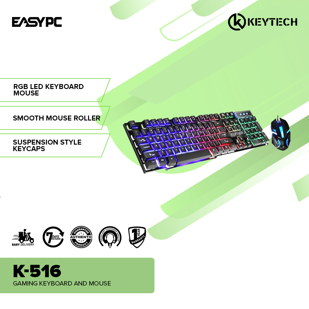 Keytek Keyboard Keytech K-516 Gaming Keyboard and Mouse – EasyPC