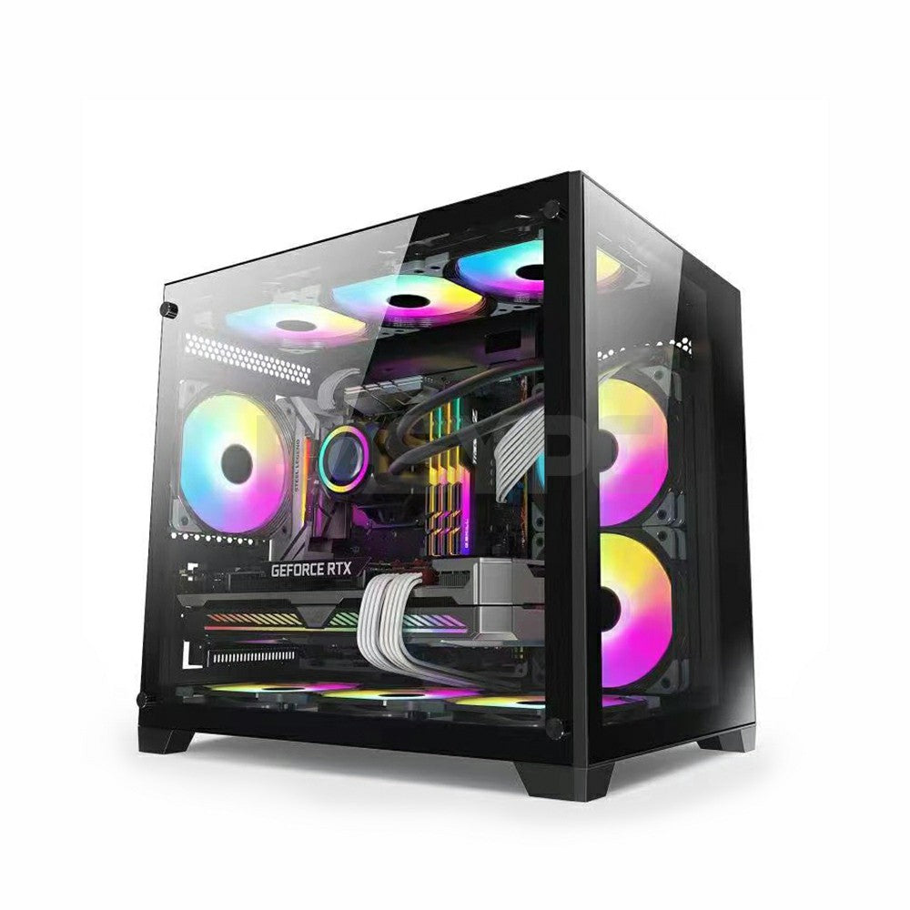 Keytech Robin Cube Dual Chamber Micro ATX PC Case Black-a