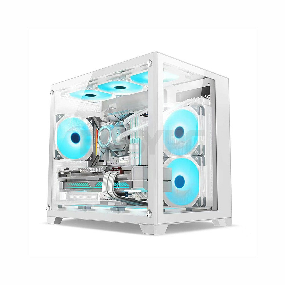 Keytech Robin Cube Dual Chamber Micro ATX PC Case White-a