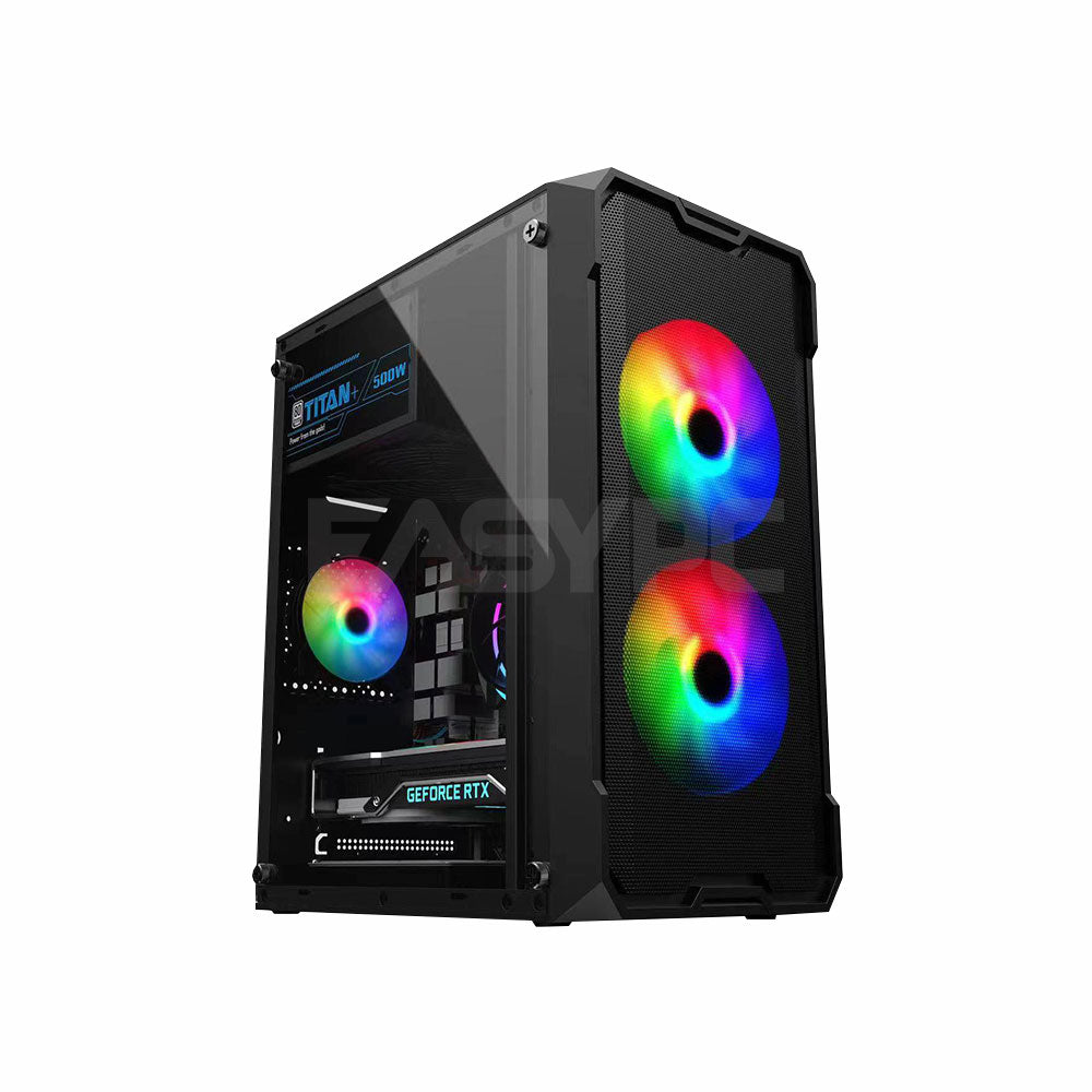 Keytech T-100 Tempered Glass Micro ATX Gaming PC Case Black – EasyPC