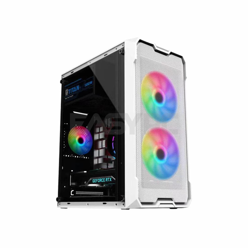 Keytech T-100 Tempered Glass Micro ATX Gaming PC Case White – EasyPC