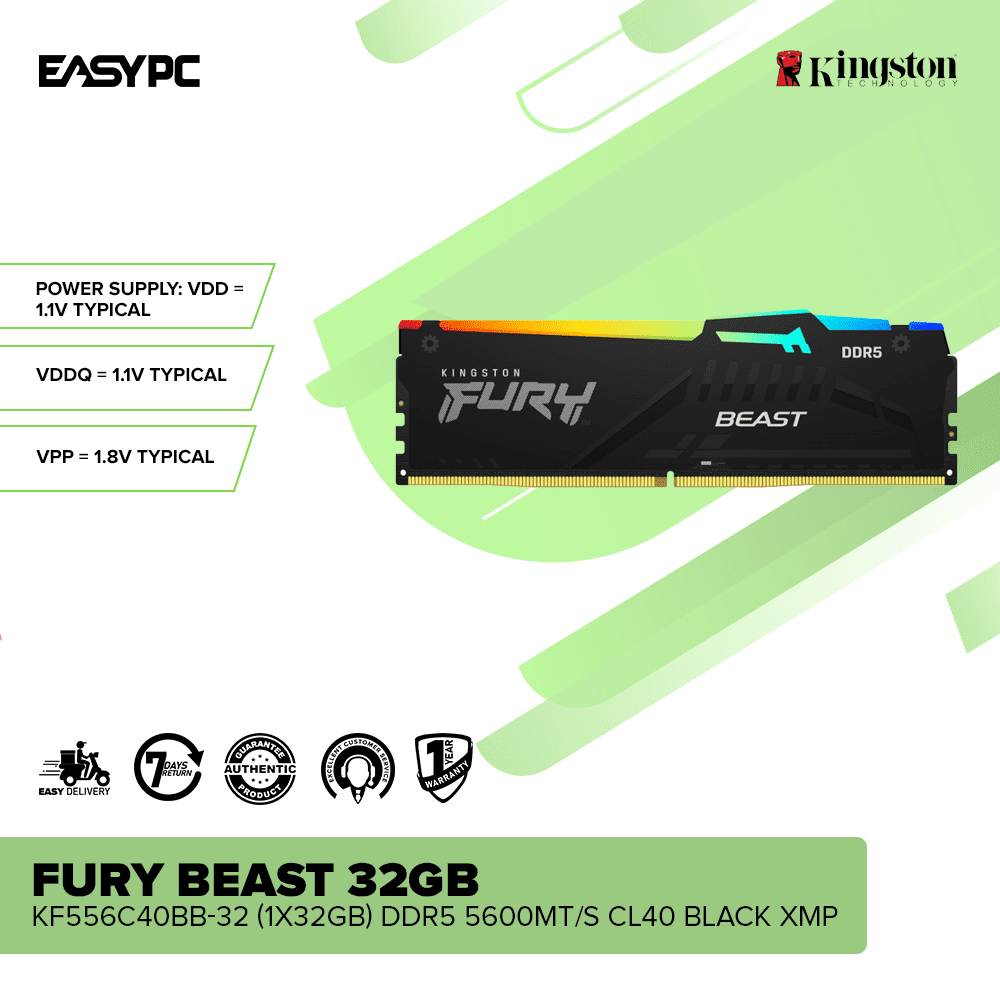 Kingston Fury Beast 32GB DDR5 5600MHz Desktop RAM – EasyPC