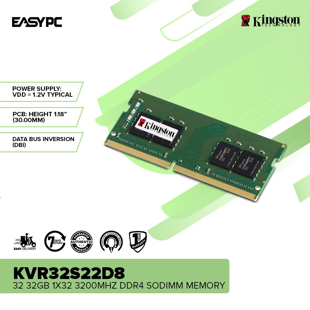 Kingston KVR32S22D8/32 32GB 1x32 3200Mhz Ddr4 Sodimm Memory – EasyPC