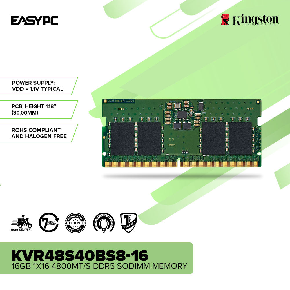 Kingston 16GB DDR5 4800MHz SODIMM Laptop RAM – EasyPC