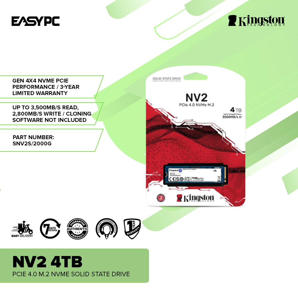 Kingston NV2 4TB PCIe 4.0 M.2 NVME SSD – EasyPC