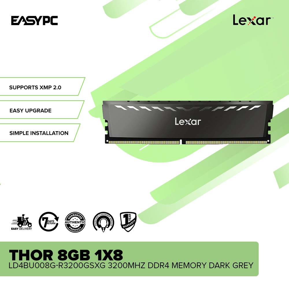 Lexar Thor 8GB LD4BU008G-R3200GSXG 1x8 3200Mhz DDR4 Memory Dark Grey ...
