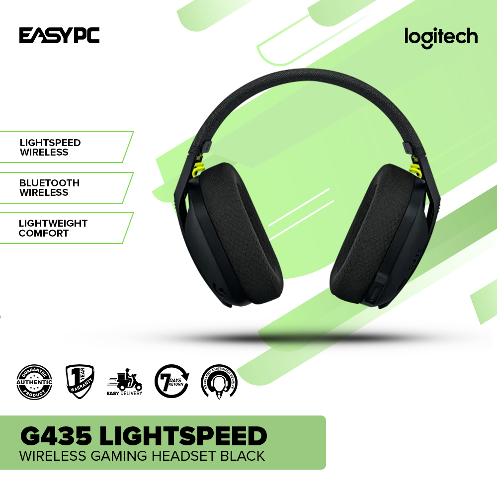 Logitech G435 Lightspeed Wireless Gaming Headset Black-b